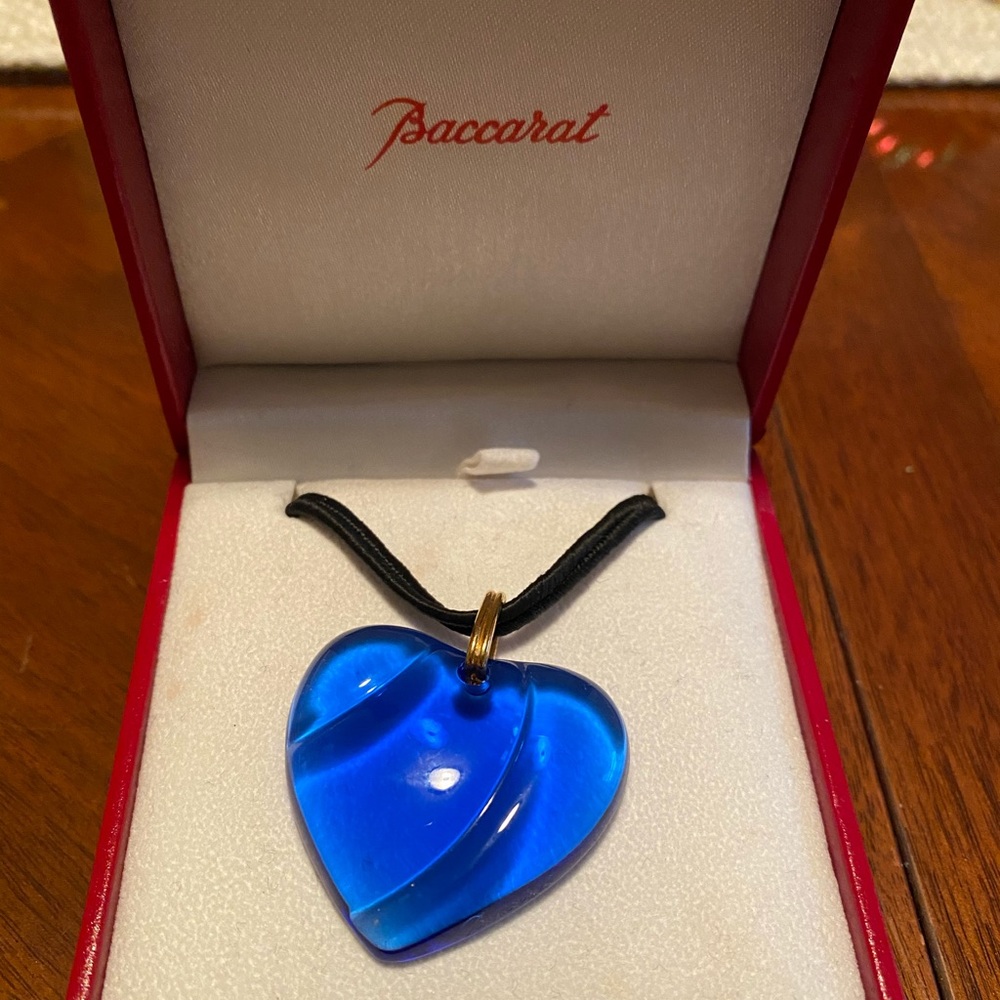 Baccarat blue Crystal heart  necklace